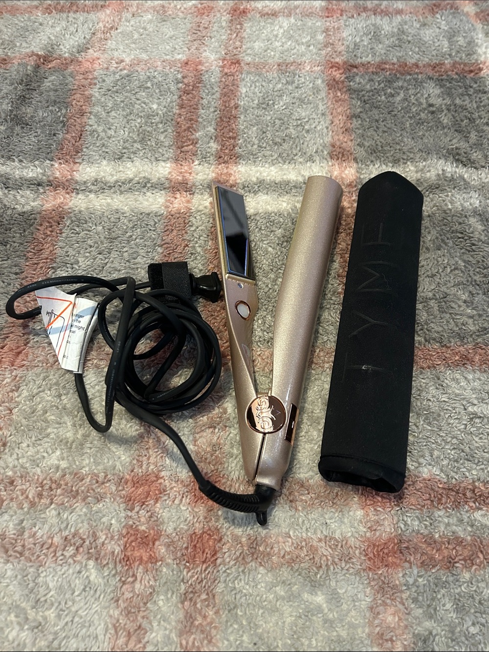 TYME Iron Limited Edition Gold Hair Curling Iron Straightener with Heat Sleeve